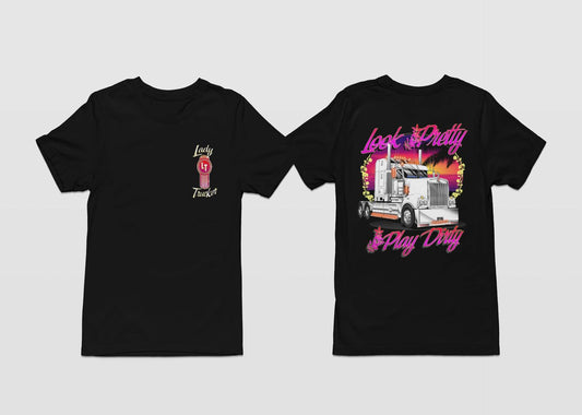 Lady Trucker Adult T-shirt (Pink)